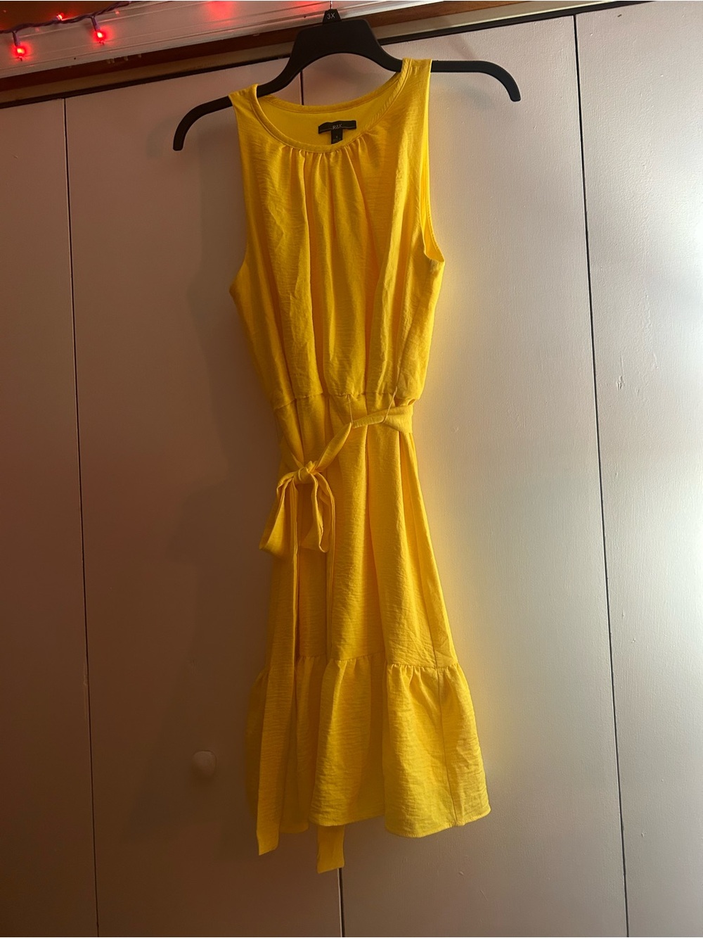 R&K Bright Yellow Sleeveless Tie-Waist Ruffle-Hem Dress